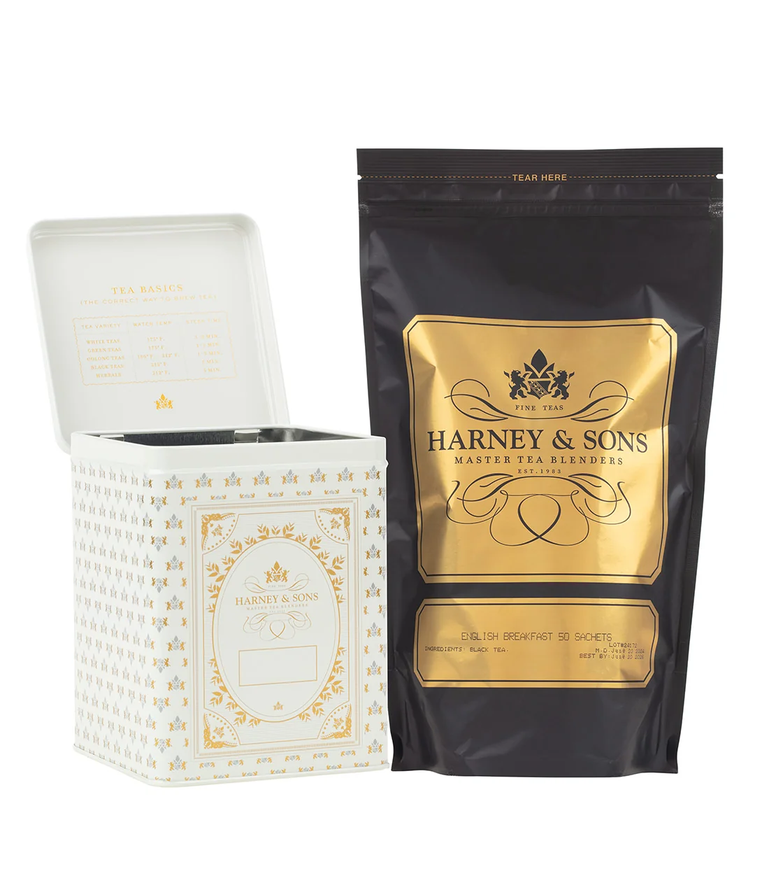 Harney & Sons Hinged Storage Canister – English Breakfast Sachet Bundle - Image 2