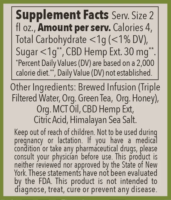 Green Tea & Honey Shot – 30 MG Hemp - Image 3